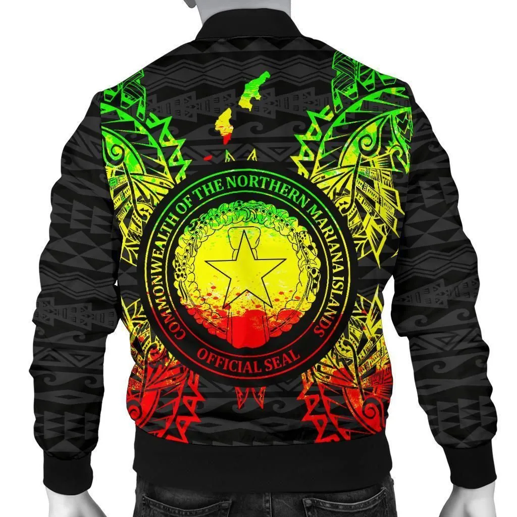 Northern Mariana Islands Polynesian Mens Bomber Jacket Map Reggae