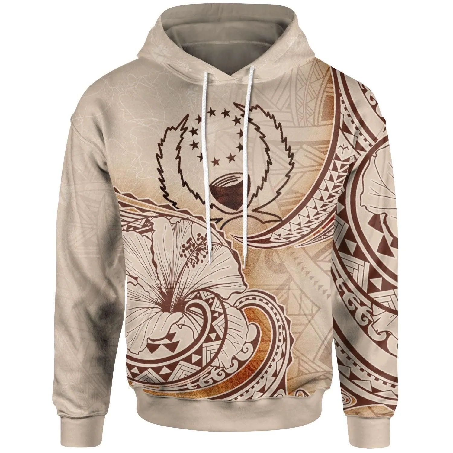Pohnpei Hoodie - Hibiscus Flowers Vintage Style