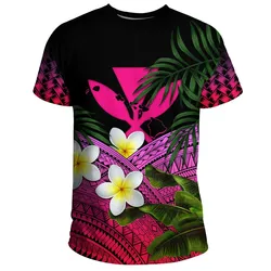 Kanaka Maoli Hawaiian S Polynesian Plumeria Banana Leaves Pink Unisex 3D T-Shirt All Over Print Ozbjj
