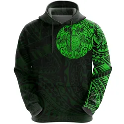 Alohawaii Clothing - Hoodie Turtle Tattoo Polynesian - Green A7