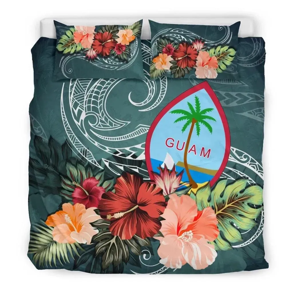 FamilyGater Bedding Set - Cover and Pillow Cases Guam Hibiscus Polynesian TH5