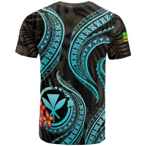 Polynesian Hawaii T shirt - Turquoise Plumeria