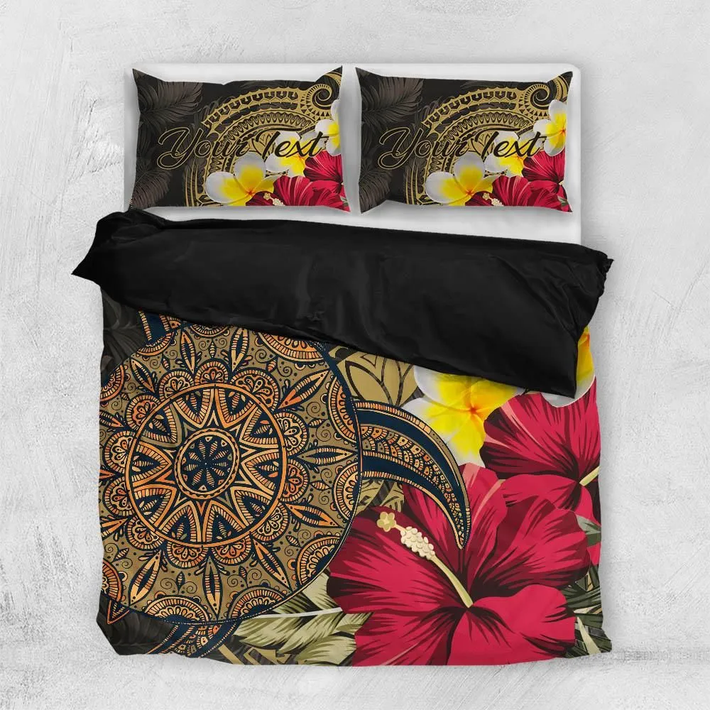 Hawaii Turtle Mandala Bedding Set Polynesian Hibiscus Bedding Set
