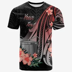 Tokelau Personalised Custom T shirt - Red Polynesian Hibiscus Pattern Style