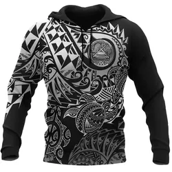 American Samoa Polynesian Hoodie - White Turtle Hibiscus Flowing