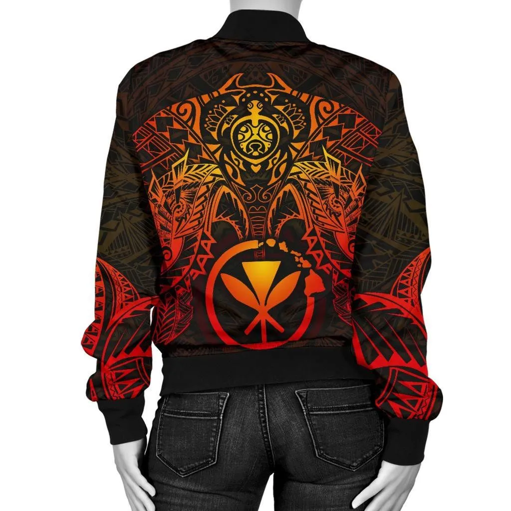 Polynesian Hawaii Bomber Jacket (Women) - Red Turtle Manta Ray - BN18