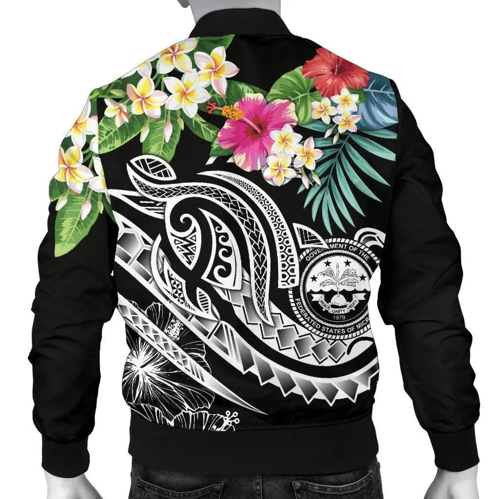 FSM Polynesian Mens Bomber Jacket - Summer Plumeria (Black)