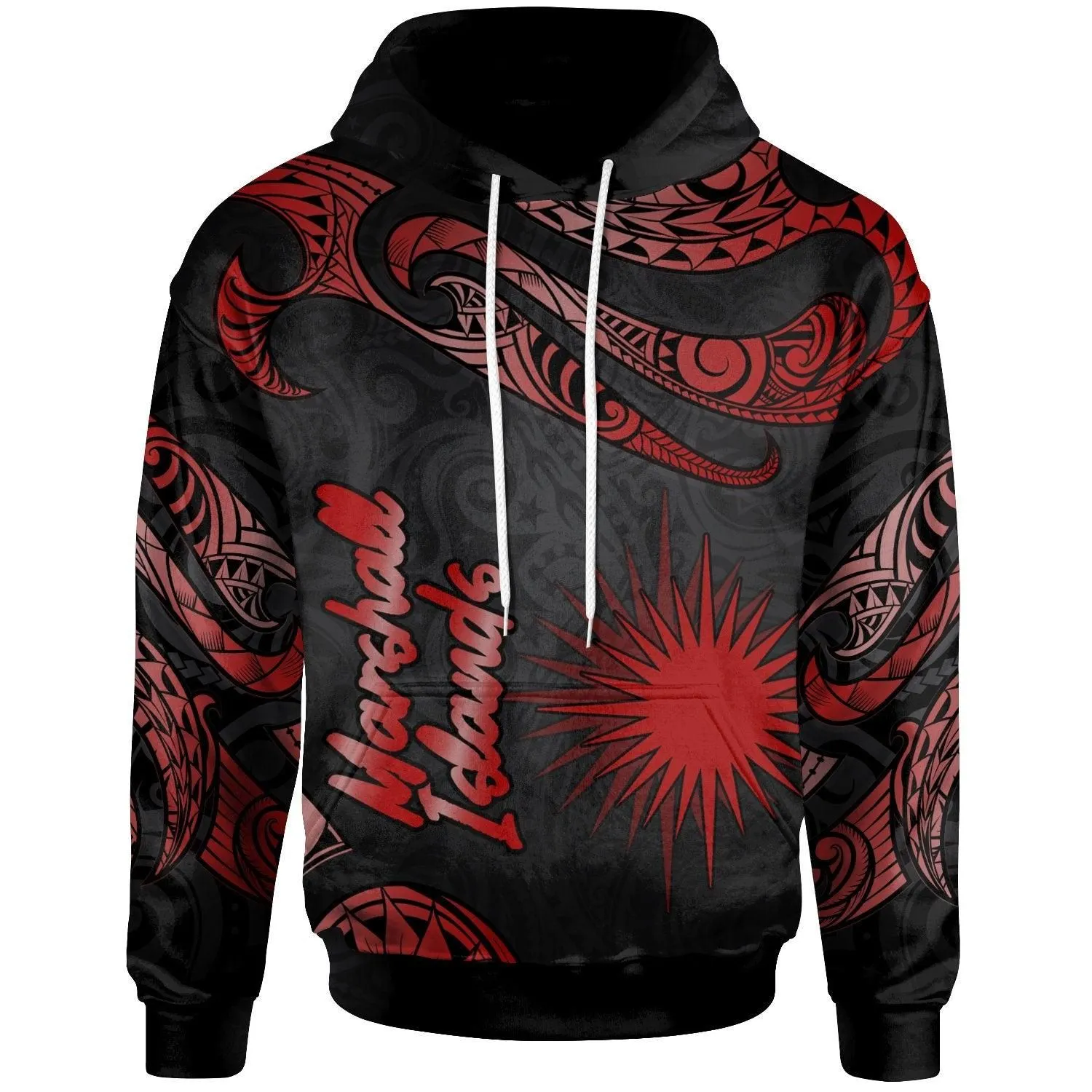 Marshall Islands Polynesian Hoodie - Poly Tattoo Red Version