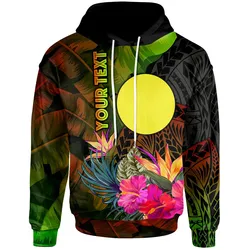 Palau Polynesian Personalised Hoodie -  Hibiscus and Banana Leaves
