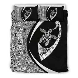 Hawaiian Turtle Fish Hook Hibiscus Polynesian Bedding Set - Circle Style