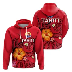 French Polynesia Hoodie - Hibiscus With Tribal LT12