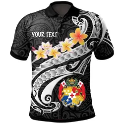 Tonga Custom Personalised Polo Shirt - Tonga Seal  Polynesian Patterns Plumeria (Black) - BN25