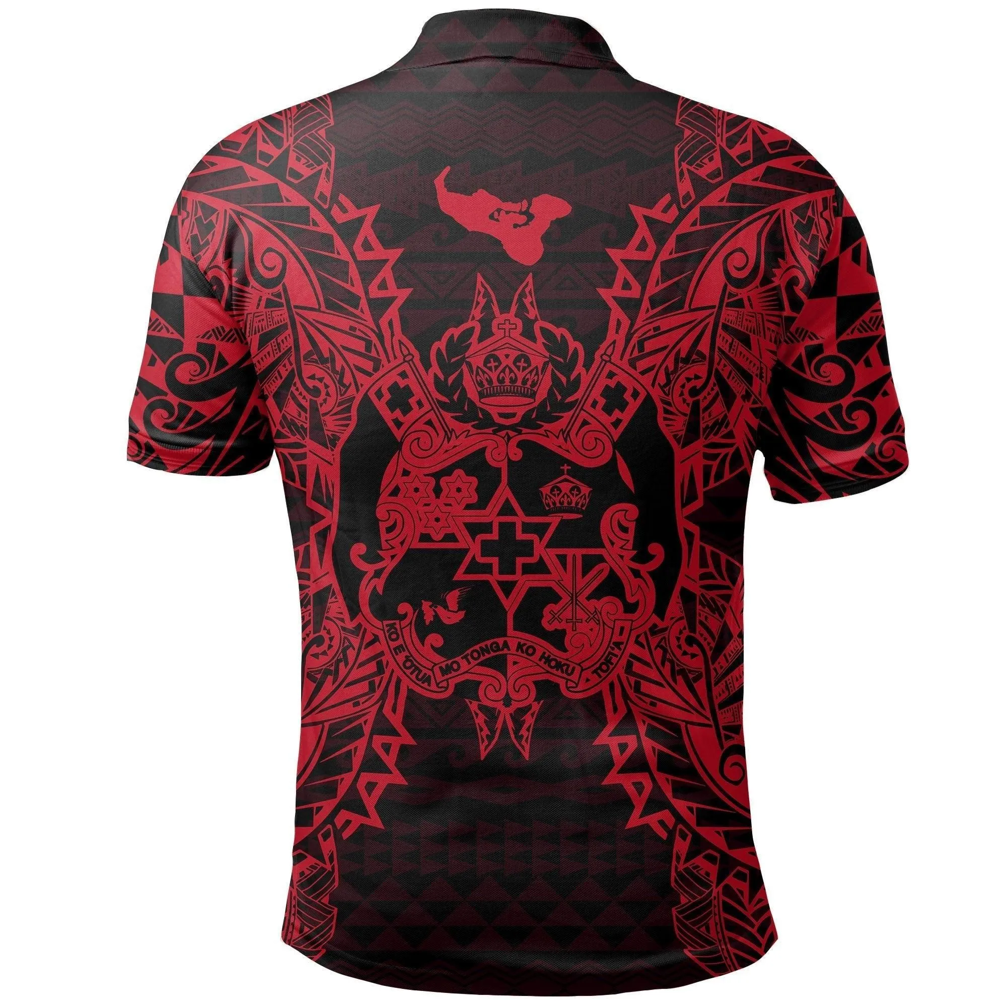 Tonga Polo Shirt - Tonga Coat Of Arms Map Polynesian Tattoo Red