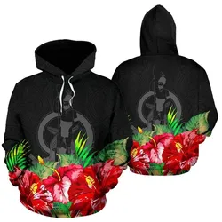Alohawaii Clothing - Hoodie Vanuatu Polynesian Black Hibiscus - Bn39