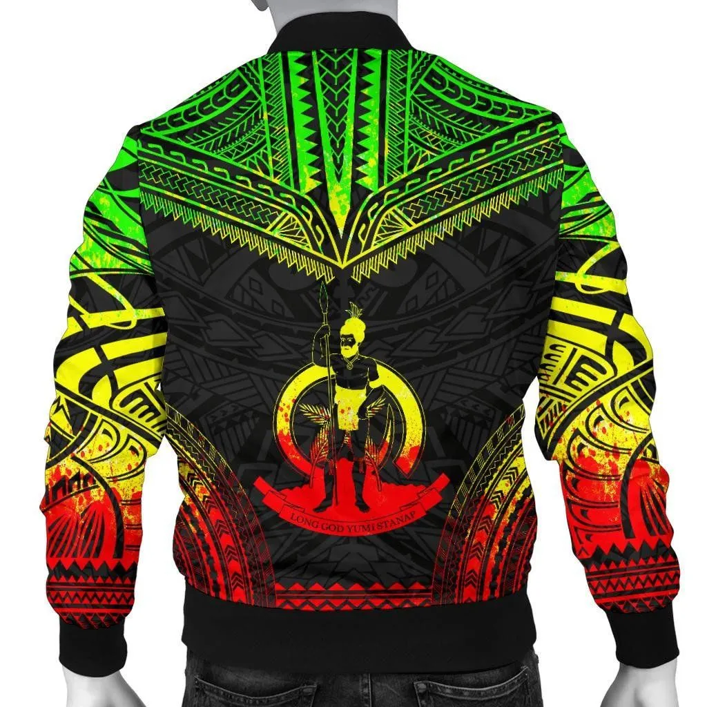 Vanuatu Polynesian Chief Men's Bomber Jacket - Reggae Version - Bn10