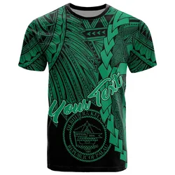 Palau Polynesian Custom Personalised T-Shirt - Tribal Wave Tattoo Green
