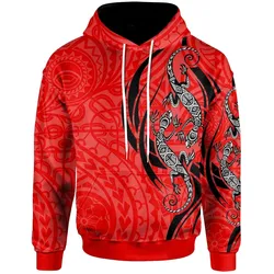 Polynesian Hoodie - Polynesian Lizard Tattoo Red Color
