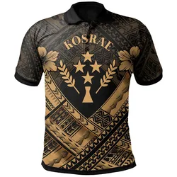 Kosrae Polynesian Personalised Polo Shirts - Kosrae Gold  Camisole Hibiscus Style