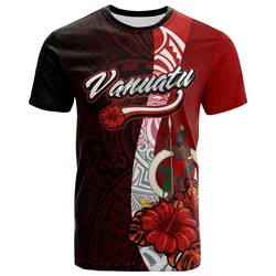 Vanuatu Polynesian T-Shirt - Coat Of Arm With Hibiscus - BN12