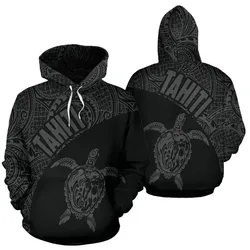 Tahiti Hoodie - Tahiti Turtle Mermaid Polynesian Tattoo Gray Version6