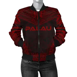 Palau Polynesian Chief Women'S Bomber Jacket - Red Version - Bn10