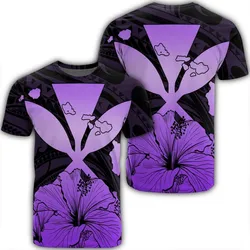 Hawaiian Kanaka T-Shirt Hibiscus Polynesian Love - Violet - AH
