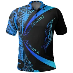 Polynesian Pride Polo Shirt - New Zealand Silver Fern Polo Shirt Maori Tattoo Circle Style - Blue
