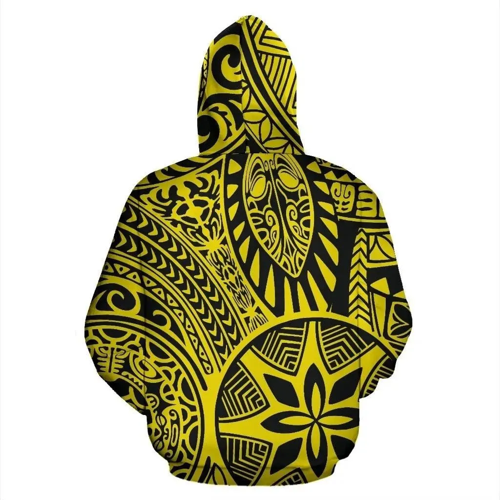 Alohawaii Clothing - Hoodie Alohawaii - Polynesian Hawaiian Style Tribal Tattoo Yellow Pullover - AH - JR