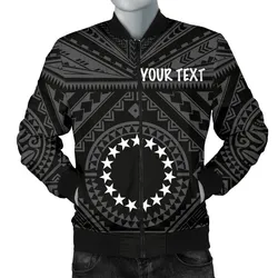 Cook Island Personalised Mens Bomber Jacket - Seal With Polynesian Tattoo Style ( Black)