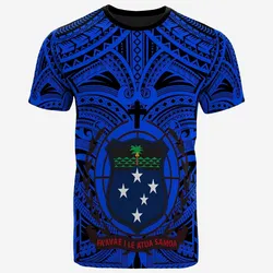 Samoa Premium T shirt - Samoa Coat Of Arms Polynesian Tattoo Blue