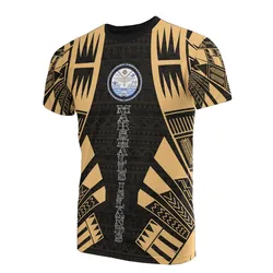 Marshall Islands T shirt - Marshall Islands Seal Polynesian Tattoo Gold Style
