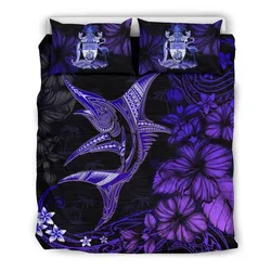 The Bahamas Bedding Set - Blue Purple Marlin with Hibiscus