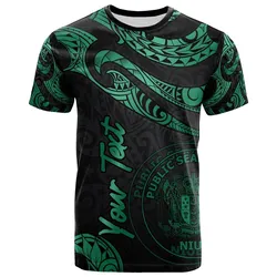 Niue Polynesian Custom Personalised T-Shirt - Poly Tattoo Green Version