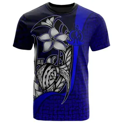 Alohawaii T-Shirt - Tee Vanuatu Coat of Arm Blue - Turtle with Hook - BN11