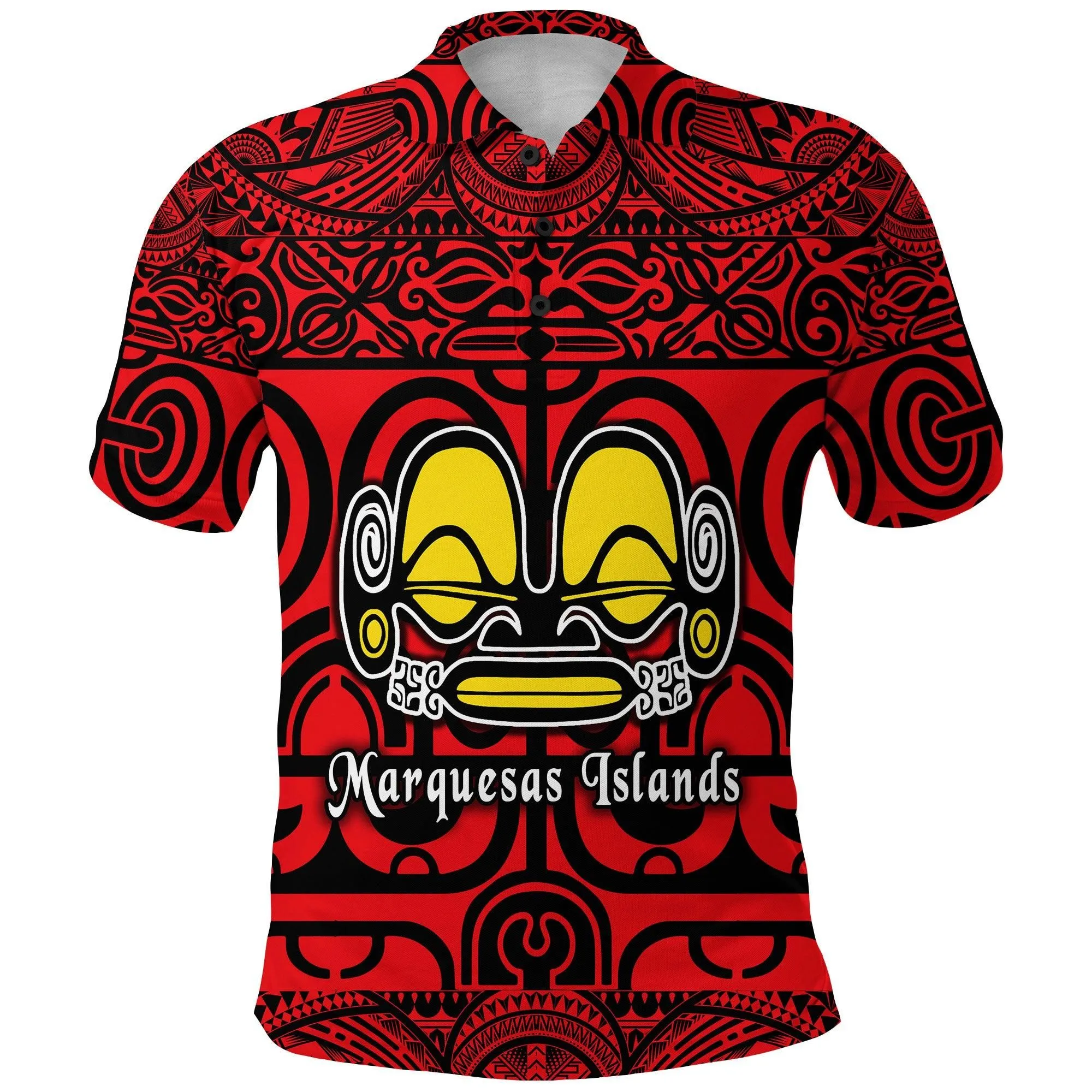 (Custom Personalised) Marquesas Islands Polo Shirt Marquesan Tattoo Simple Style - Red LT8