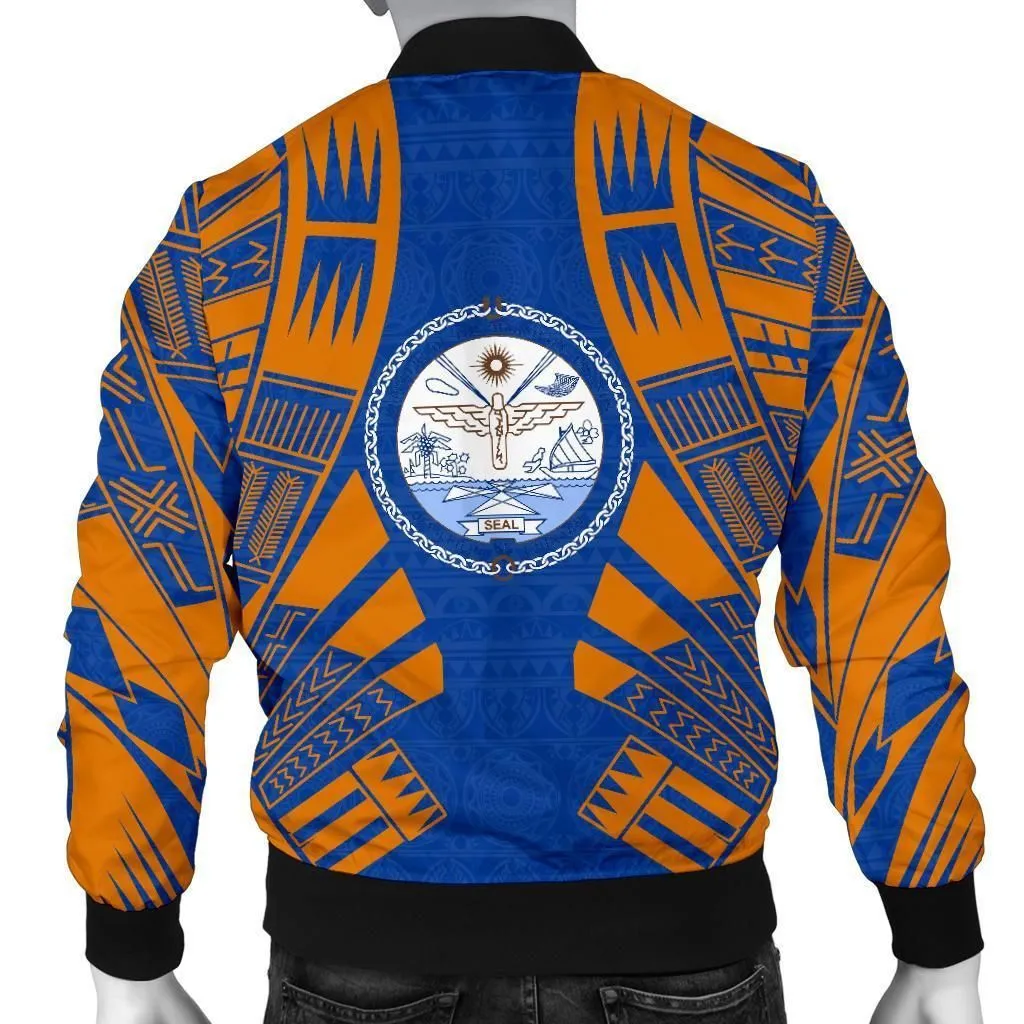 Marshall Islands Men Bomber Jackets - Polynesian Tattoo Flag