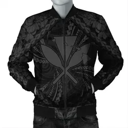 FamilyGater Jacket - Hawaiian Map Kanaka Hibiscus Gray Polynesian Bomber Jacket - AH - JR