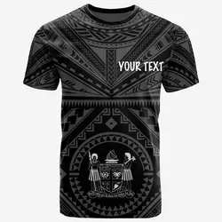 Fiji Personalised T-Shirt - Fiji Seal With Polynesian Tattoo Style ( Black)