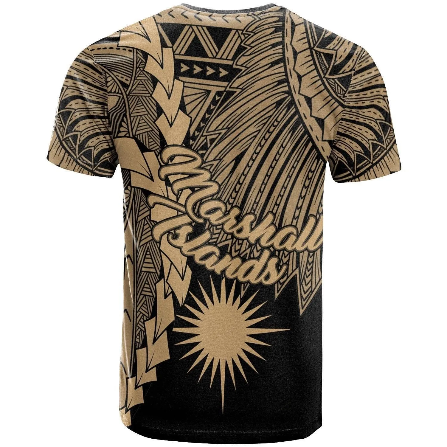 Marshall Islands Polynesian T shirt - Tribal Wave Tattoo Gold