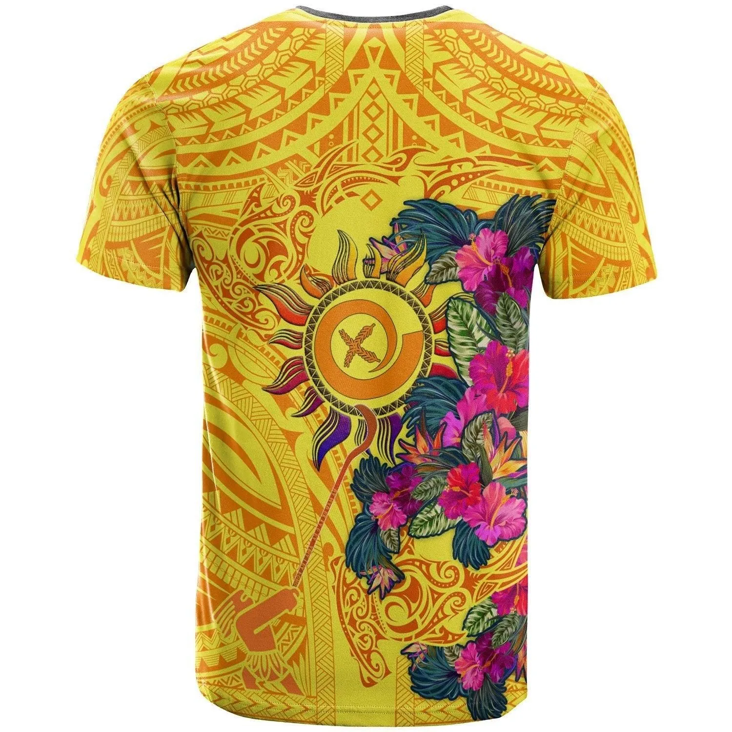 Polynesian T shirt - Vanuatu Symbols With Hibiscus