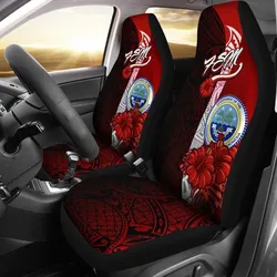 Federated States Of Micronesia Car Seat Covers - Coat Of Arm With Hibiscus