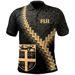 Alohawaii Shirt - Polo Shirt Fiji - Fiji Coat Of Arms With Polynesian Tattoo Gold - BN22