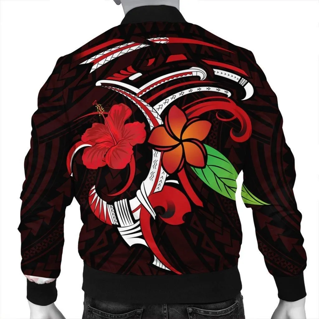 Hawaiian Hibiscus And Plumeria Flower Polynesian Bomber Jacket - AH