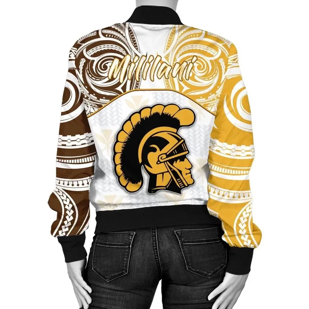 Alohawaii Jacket - Kanaka Mililani High School Womens Bomber Jacket Demodern Style AH JH