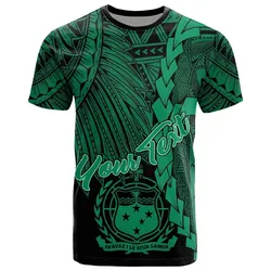 Samoa Polynesian Custom Personalised T shirt - Tribal Wave Tattoo Green