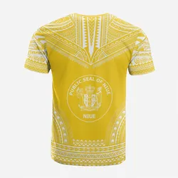 Niue Custom Personalised T shirt - Niue Seal Polynesian Chief Tattoo Yellow Version
