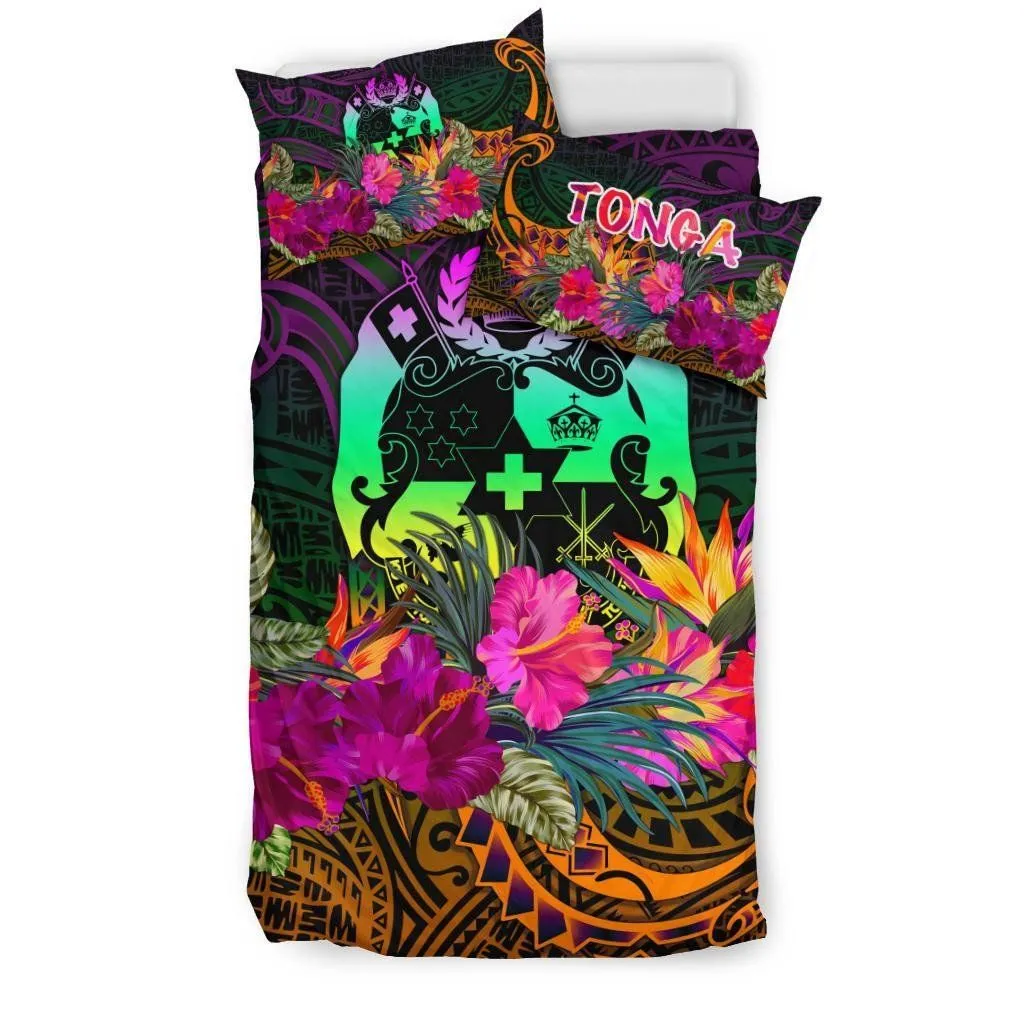 FamilyGater Bedding Set - Cover and Pillow Cases Tonga Polynesian - Summer Hibiscus - BN15