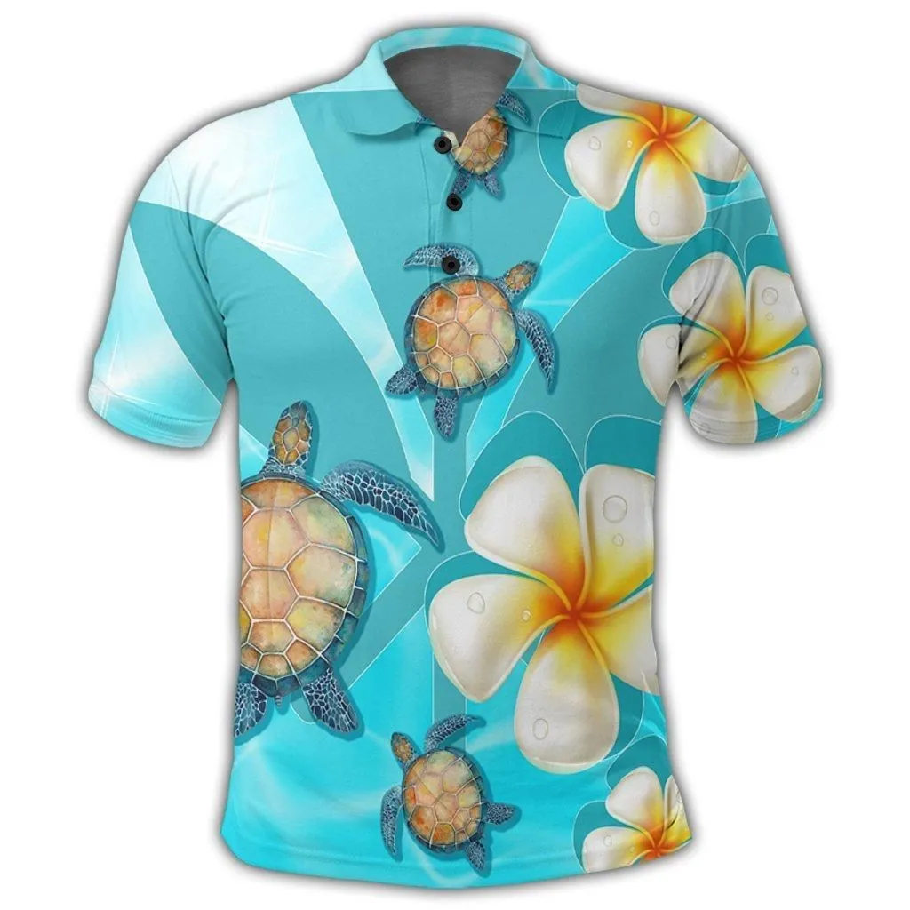 Hawaii Turtle Plumeria Kanaka Ocean Polo Shirt