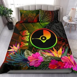 YAP Polynesian Bedding Set -  Hibiscus and Banana Leaves