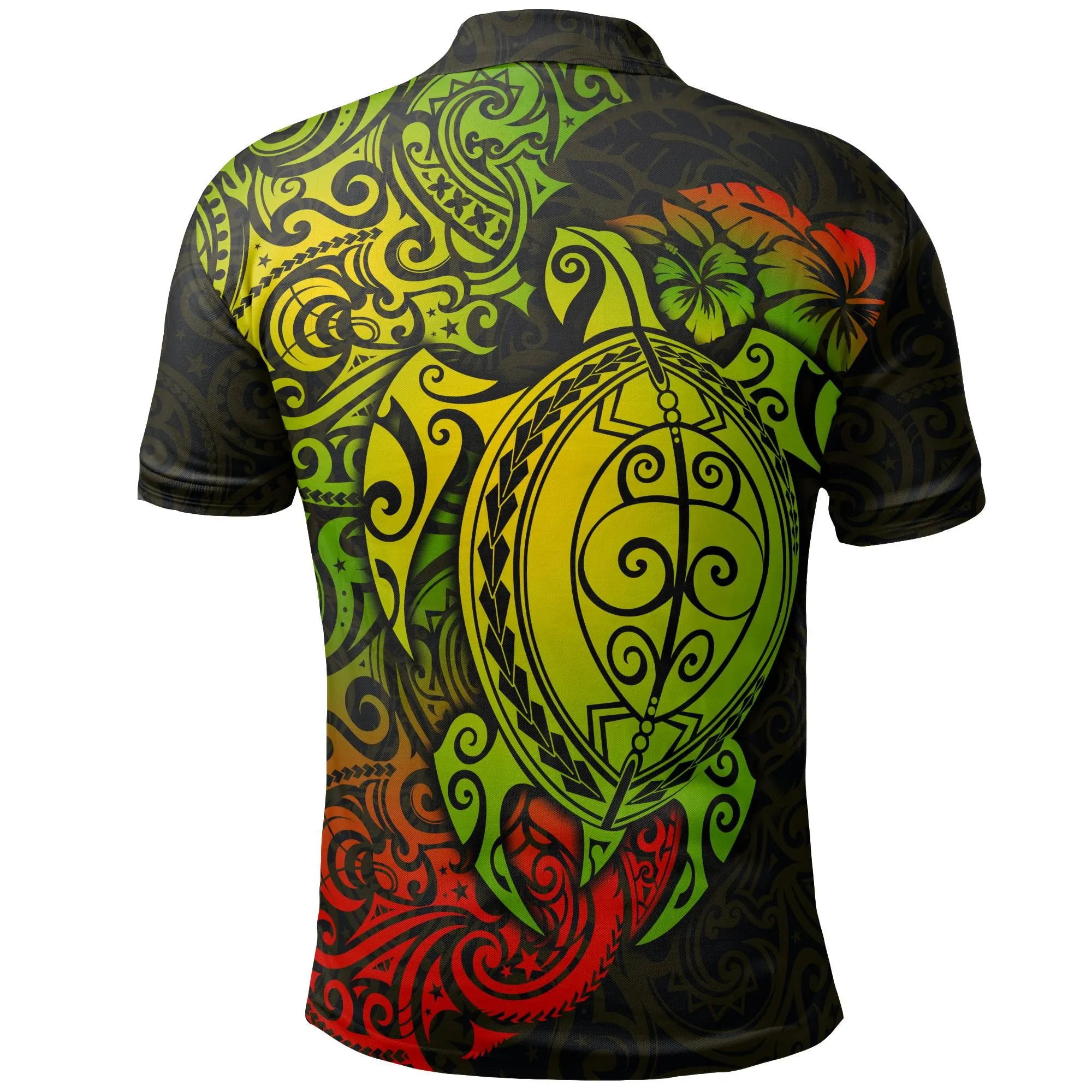 Polynesian Polo Shirt - Polynesian Turtle Hibiscus Reggae